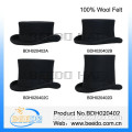 Best quality wool felt boy black blank round victorian top hat